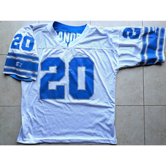 Barry SANDERS 90s Detroit Lions STARTER Reversible jersey XL blue white NFL vtg - Picture 6 of 16